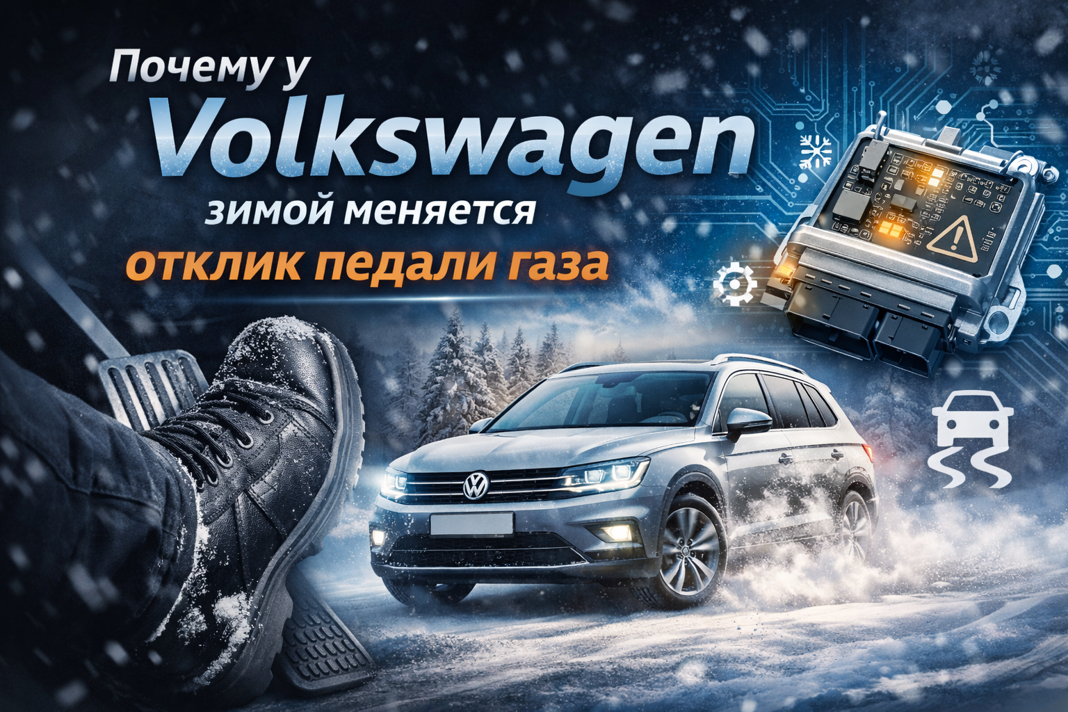 Volkswagen зимой: почему меняется отклик педали газа и когда стоит пройти диагностику
